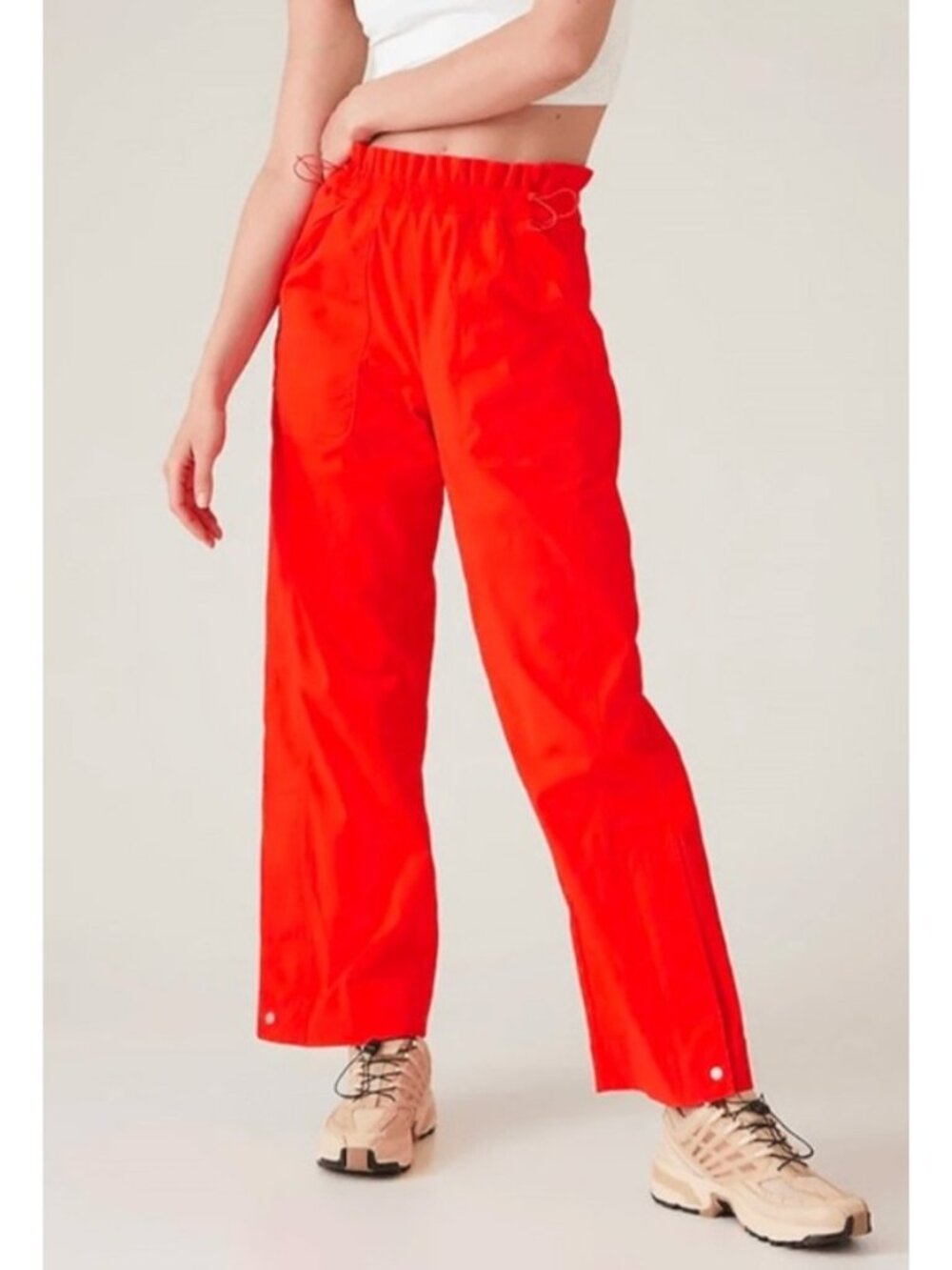NEW Athleta Trekkie Parachute Pants Wide-Leg Vermillion Pull-On Lightweight 16